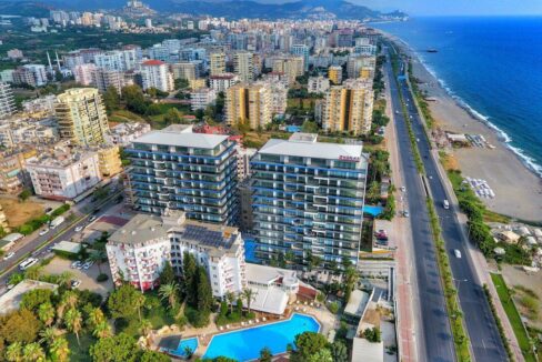 Twin towers lägenhetskomplex i Alanya